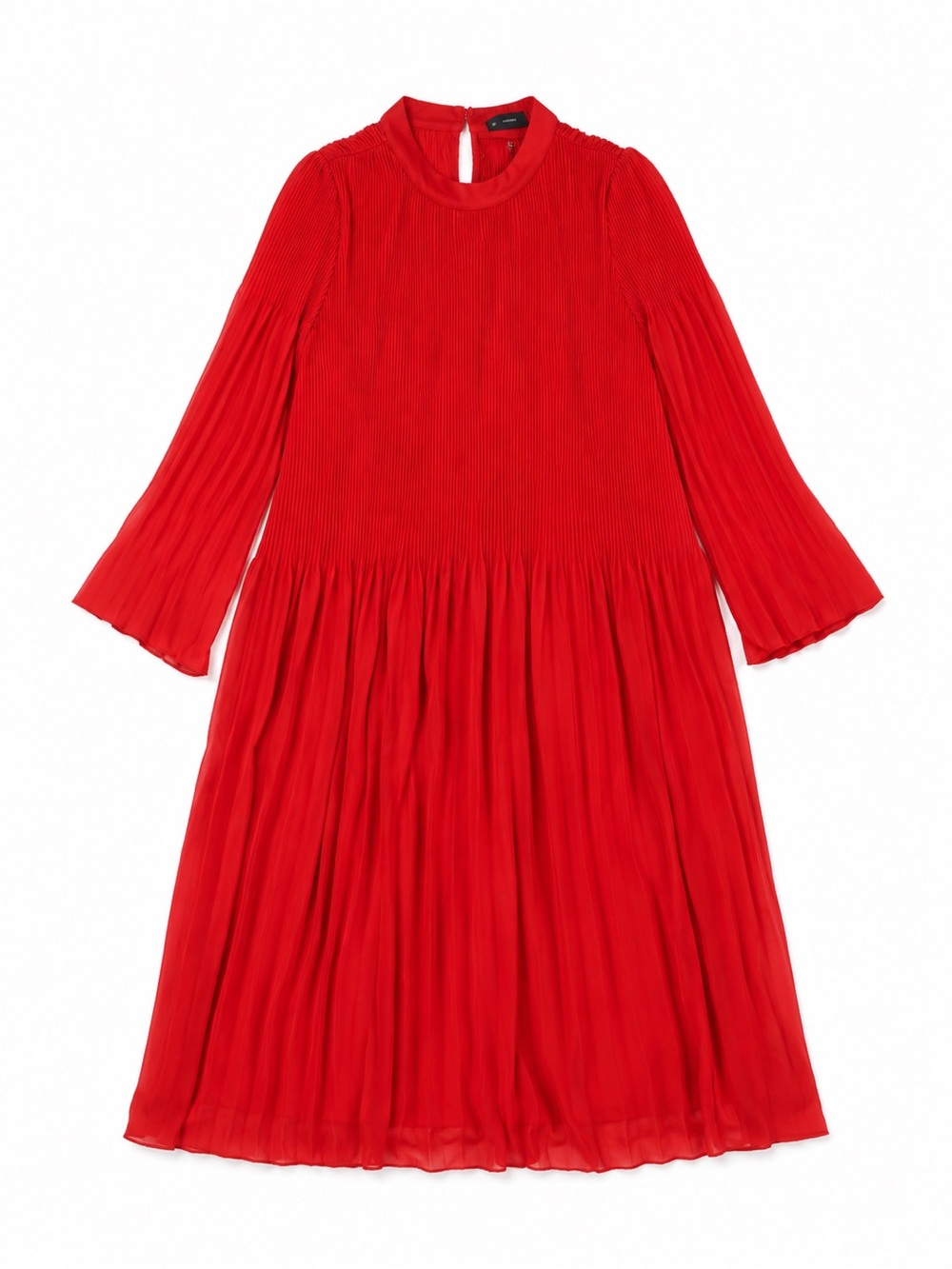 Zara Red Pleated Midi Dress sz Large 8 10 12